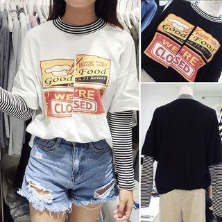 Mock Two-piece Letter Long-sleeve Sweatshirt