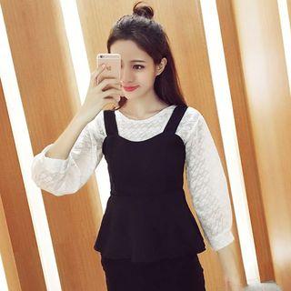Set: Lace 3/4 Sleeve Top + Peplum Tank Top