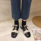 Block Heel Lace-up Plaid Shoes