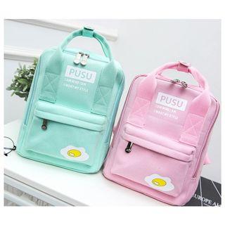 Printed Square Canvas Backpack