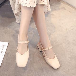 Faux Leather Square Toe Slingback Sandals