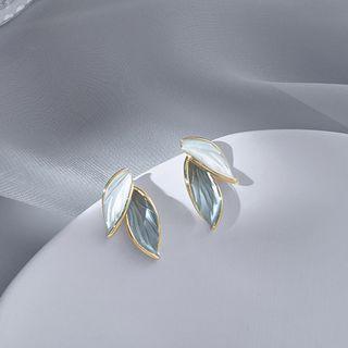 Leaf Alloy Earring 1 Pair - White - One Size