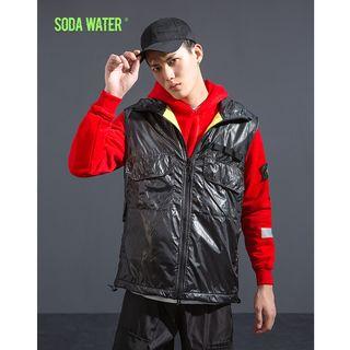 False Zipper-back Multi-pocket Vest