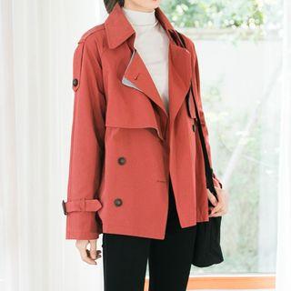 Notched-lapel Cropped Trench Jacket