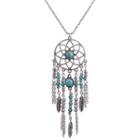 Alloy Turquoise Dream Catcher Pendant Necklace Silver - One Size