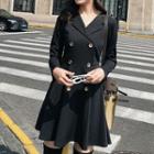 Long-sleeve Double Breasted A-line Coat Dress