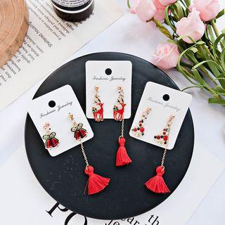 Non-matching Alloy Christmas Tassel Dangle Earring