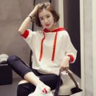Applique 3/4 Sleeve Hoodie