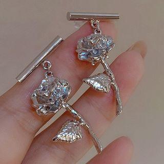 Rose Alloy Dangle Earring 1 Pair - Silver - One Size