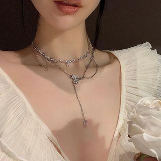 Butterfly Rhinestone Alloy Necklace / Alloy Choker / Set