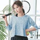 Striped 3/4-sleeve Quick Dry T-shirt