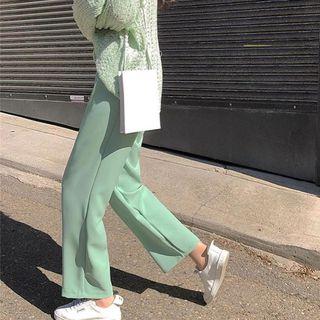 High Waist Wide-leg Pants / Crew-neck Long-sleeve Top