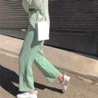 High Waist Wide-leg Pants / Crew-neck Long-sleeve Top
