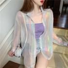 Iridescent Long-sleeve Blouse As Shown In Figure - One Size