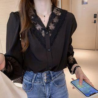 Lace Panel Blouse / Plain Camisole Top