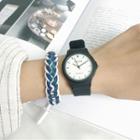 Set: Plain Strap Watch + Cord Bracelet