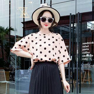 3/4-sleeve Polka Dot T-shirt
