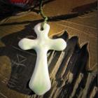 Ceramic Cross Pendant Necklace Green - One Size