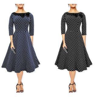 Polka Dot Midi A-line Dress