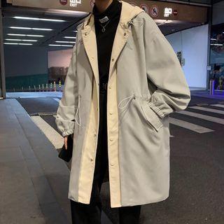 Contrast Trim Hooded Drawstring Jacket