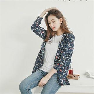 Pocket-front Floral Print Shirt