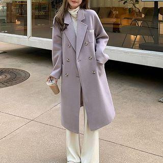 Pocket Detail Double-breasted Midi Coat