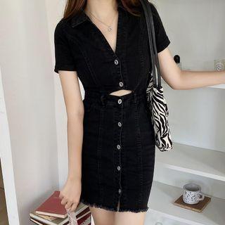 Denim Cutout Mini Bodycon Dress