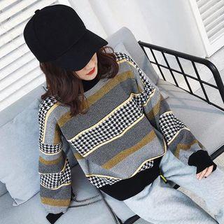 Houndstooth Pattern Sweater As Shown In Figure - One Size