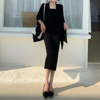 Spaghetti-strap Midi Knit Dress / Sweater / Cardigan