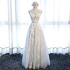 Crochet Trim Sleeveless Bridesmaid Dress