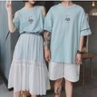Couple Matching Short-sleeve T-shirt / Midi A-line Skirt / Shorts