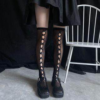 Bow Accent Perforated Tights