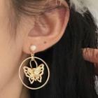 Butterfly Hoop Dangle Earring 1072a - 1 Pair - Gold - One Size