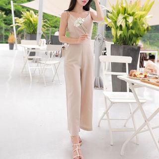 Petal-neckline Wide-leg Jumpsuit