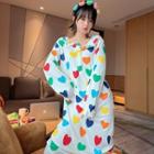 Long-sleeve Heart Print Midi Sleep Dress