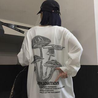 Long-sleeve Mushroom Print T-shirt