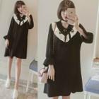 Long-sleeve Frill Trim Shift Dress