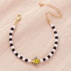 Bee Faux Pearl Alloy Bracelet S135 - White & Black - One Size