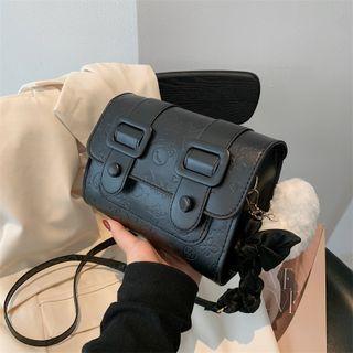 Patterned Faux Leather Satchel Bag / Bag Charm / Set