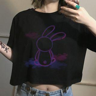 Printed Short Sleeve Crop T-shirt