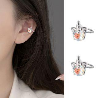 Unicorn Rhinestone Sterling Silver Earring