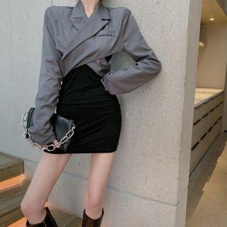 Asymmetrical Slim-fit Mini Tank Dress / Open-back Wrapped Blazer