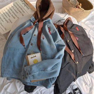 Couple Matching Hooded Buttoned Denim Coat
