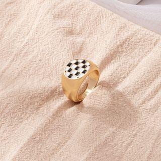 Checkered Ring R785 - Gold - One Size