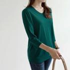V-neck Short-sleeve Melange T-shirt