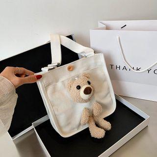 Bear Plush Canvas Crossbody Bag