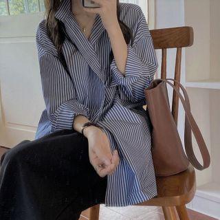 Striped Long-sleeve Blouse Stripe - One Size