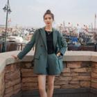 Double Breasted Blazer + High-waist Plain Shorts