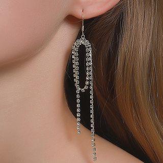 Rhinestone Fringed Earring 01-9577 - Gold - One Size