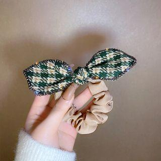 Plaid Hair Clip Green & Khaki - One Size